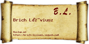 Brich Líviusz névjegykártya